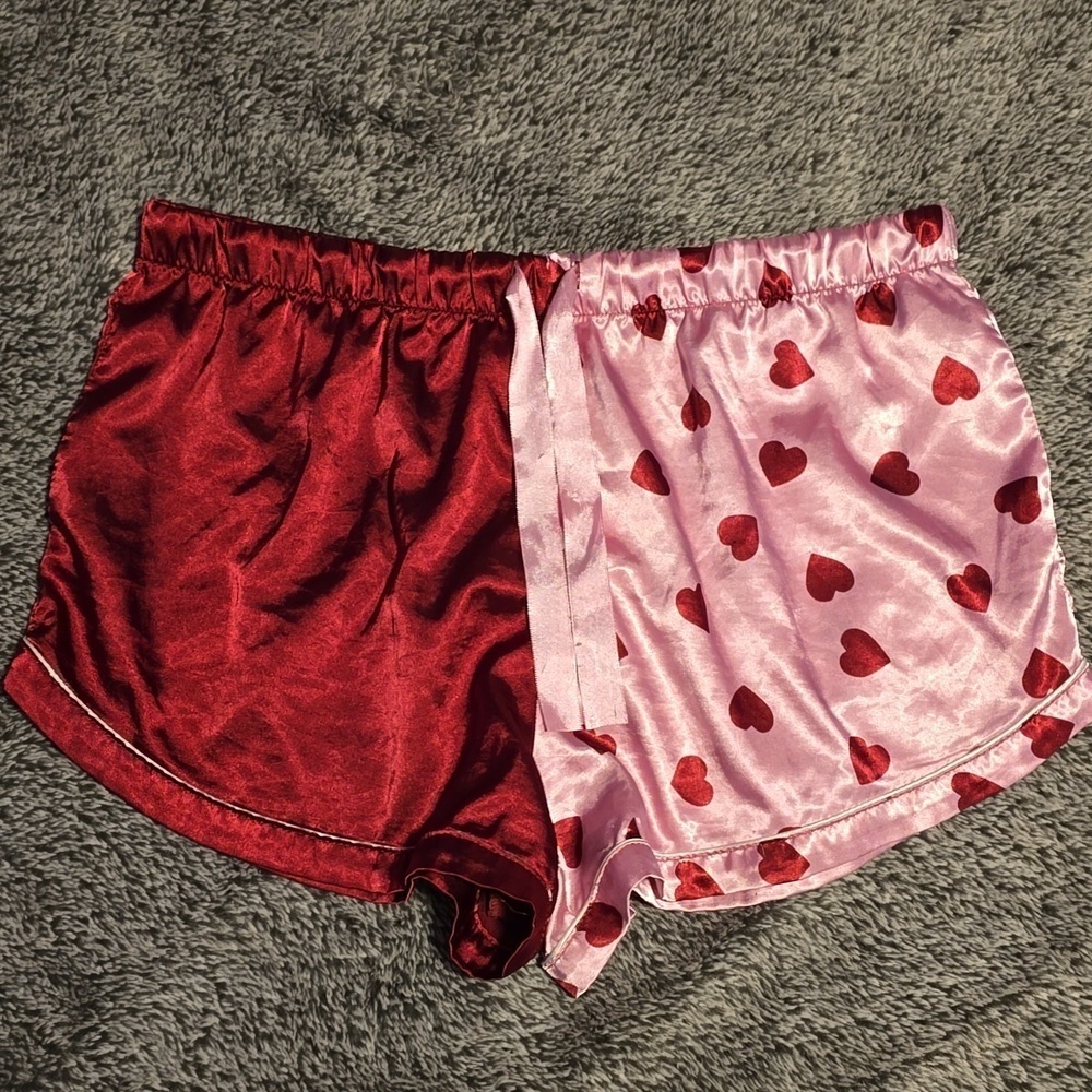 BB Dakota Red and Pink Heart Satin Shorts XL